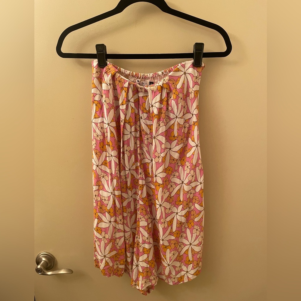 Ava Sky Pink White & Yellow Floral Wide-Leg Jumpsuit